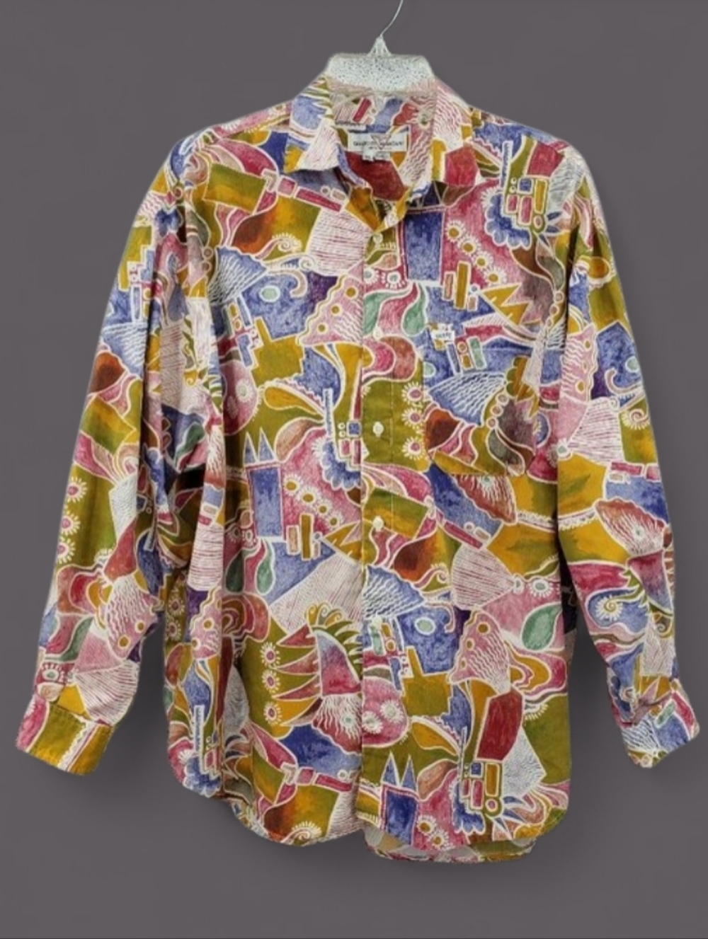 Vtg Guess x Georges Marciano Button Up Shirt Men XL Multicolor Abstract Made USA